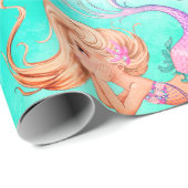 Mermaid Bubbles Bright Blue Gift Geschenkpapier (Rolleneckpunkt)