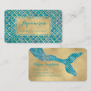Mermaid Business Cards Aquamarin und Gold-Sequenze Visitenkarte