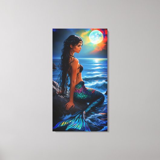 Mermaid by the Sea Canvas Wall Art Leinwanddruck (Vorderseite)