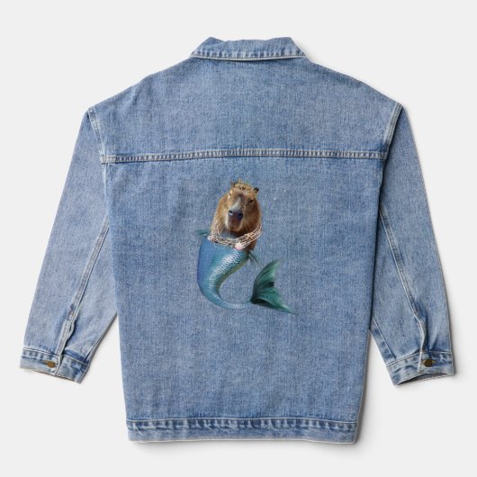 Mermaid Capybara Mercapybara Niedlich Meme Jeansjacke (Rückseite)