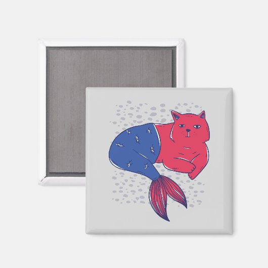 Mermaid Cat Magnet (Vorderseite/Rückseite)