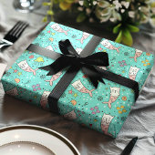 Mermaid Cat Nautical Ocean Jellyfish Niedliches Mu Geschenkpapier