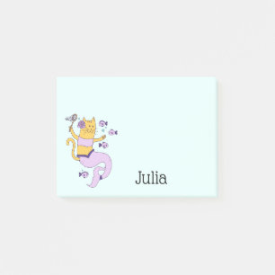 Mermaid Cat Personalisiert Post-it Klebezettel