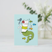 Mermaid Cat Postcard Postkarte (Stehend Vorderseite)