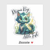 Mermaid Cat Sticker - "Dream Big Little Fish" (Blatt)