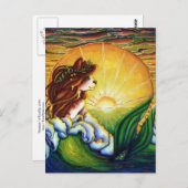 Mermaid Cat Summer Ocean Sunset Postcard Postkarte (Vorne/Hinten)