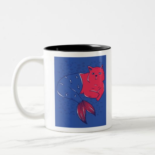 Mermaid Cat Zweifarbige Tasse (Links)