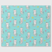 Mermaid Cats Wrapping Paper Geschenkpapier (Flach)