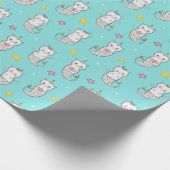 Mermaid Cats Wrapping Paper Geschenkpapier (Ecke)