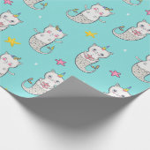 Mermaid Cats Wrapping Paper Geschenkpapier (Ecke)