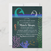 Mermaid Chalkboard Babydusche zum Thema Ozean Einl Einladung (Vorderseite)