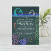 Mermaid Chalkboard Babydusche zum Thema Ozean Einl Einladung (Stehend Vorderseite)
