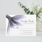 Mermaid Chic Schwanz | Dusty Lavender Lila Sheen RSVP Karte (Stehend Vorderseite)