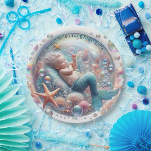 Mermaid Christening Pappteller (Party)
