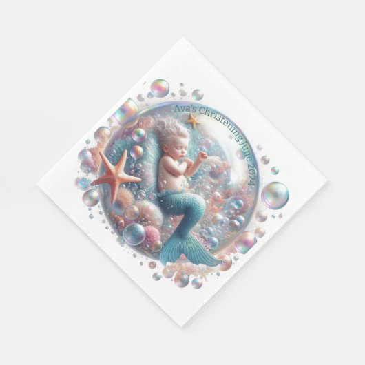 Mermaid Christening Serviette (Ecke)