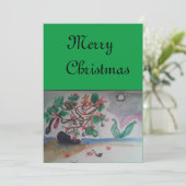 Mermaid Christmas Card Einladung (Stehend Vorderseite)