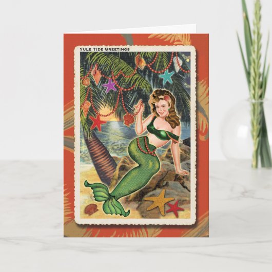 Mermaid Christmas Card Feiertagskarte (Vorderseite)