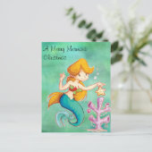 Mermaid Christmas Feiertagspostkarte (Stehend Vorderseite)