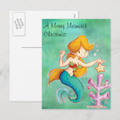 Mermaid Christmas Feiertagspostkarte (Vorne/Hinten)