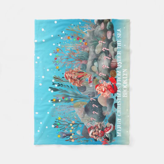 Mermaid Christmas Fleecedecke (Vorderseite)