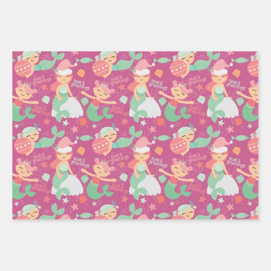 Mermaid Christmas Geschenkpapier Set (Vorderseite)