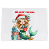 Mermaid Christmas Große Geschenktasche - Personali Geschenktüte (Rückseite)