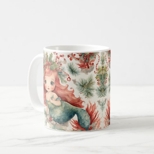 Mermaid Christmas Kaffeetasse (Vorderseite Links)