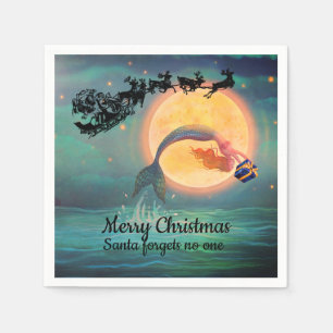 Mermaid Christmas Napkins Serviette