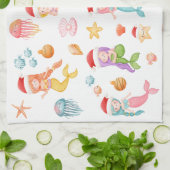 Mermaid Christmas Pattern Geschirrtuch (Gefaltet)
