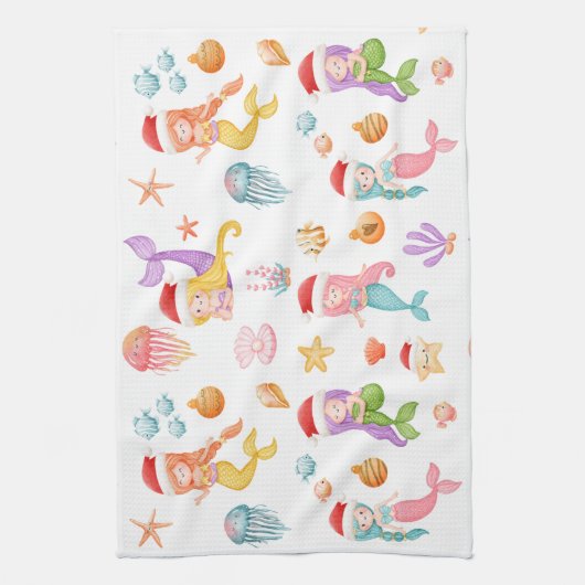 Mermaid Christmas Pattern Geschirrtuch (Vertikal)