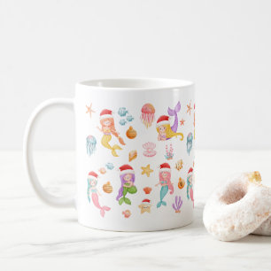 Mermaid Christmas Pattern Kaffeetasse