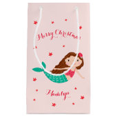 Mermaid Christmas Personalisiert Name Pink Kleine Geschenktüte (Vorderseite)