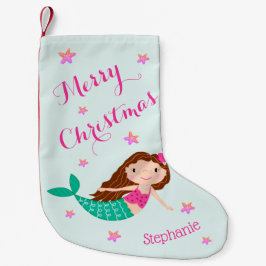Mermaid Christmas Pink Aquamarin Personalisiert Kleiner Weihnachtsstrumpf