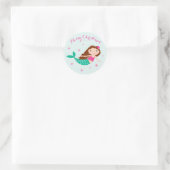 Mermaid Christmas Pink Aquamarin Runder Aufkleber (Tasche)