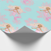 Mermaid Christmas Pink Blue Girl Snowflake Geschenkpapier (Ecke)