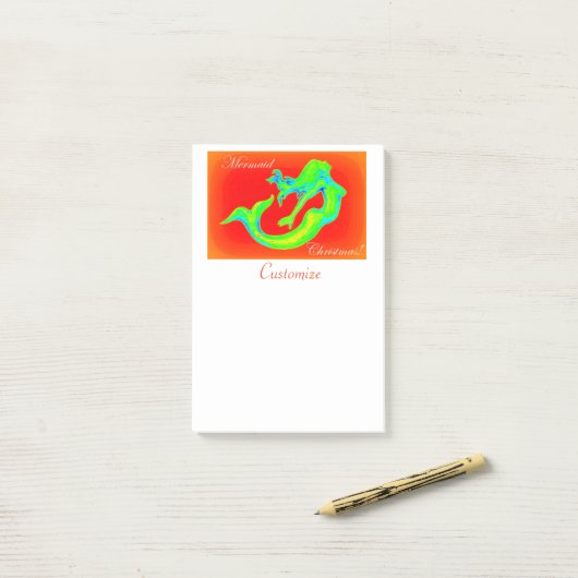 Mermaid Christmas Post-it Klebezettel (Auf Schreibtisch)