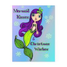 Mermaid Christmas Postcard