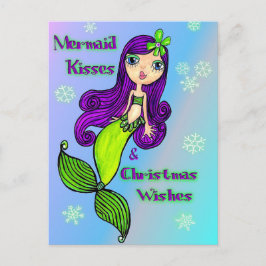 Mermaid Christmas Postcard Feiertagspostkarte