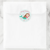 Mermaid Christmas Red Aqua Runder Aufkleber (Tasche)