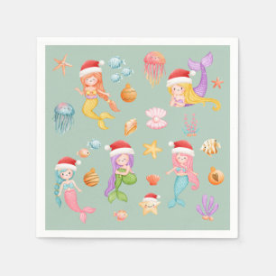Mermaid Christmas Serviette