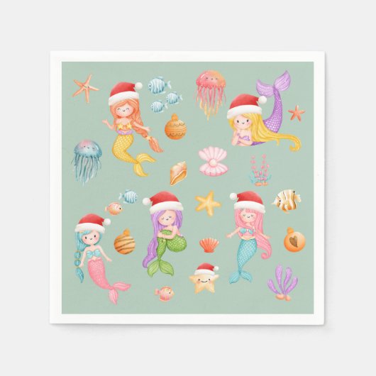 Mermaid Christmas Serviette (Vorderseite)