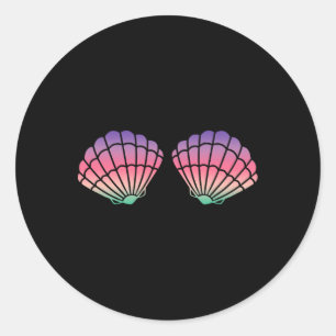 Mermaid Clam Muschel Bra Für Mädchen Lila Regenbog Runder Aufkleber