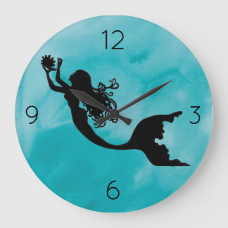 Mermaid Clock Große Wanduhr