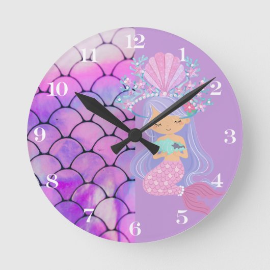 Mermaid Clock Runde Wanduhr (Vorderseite)