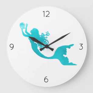 Mermaid Clock - white Große Wanduhr