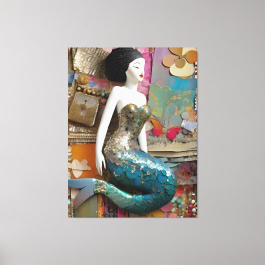 Mermaid Collage Leinwanddruck (Vorderseite)