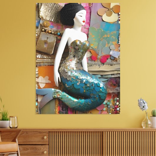 Mermaid Collage Leinwanddruck (Insitu (Wohnzimmer))