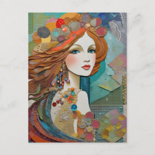 Mermaid Collage Postcard Postkarte