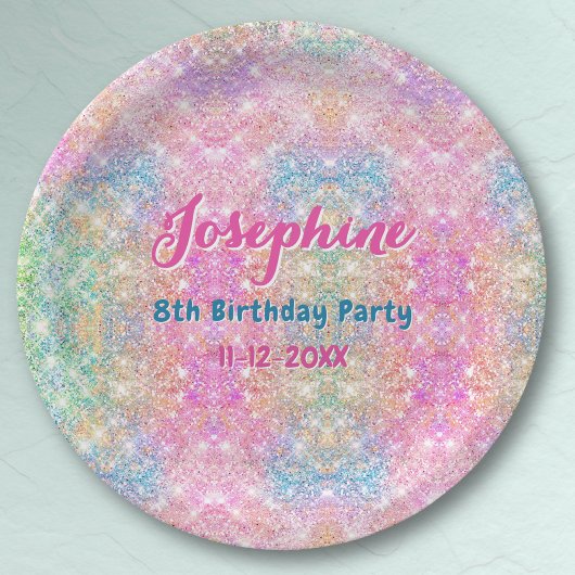 Mermaid colorful iridescent birthday custom pappteller