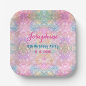 Mermaid colorful iridescent birthday custom square pappteller (Vorderseite)